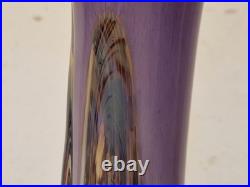 Biot Marcel Saba Grand vase verre soufflé améthyste et irisations H. 33 cm