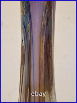 Biot Marcel Saba Grand vase verre soufflé améthyste et irisations H. 33 cm
