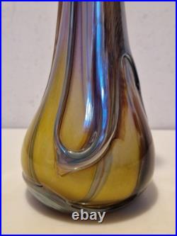 Biot Marcel Saba Grand vase verre soufflé améthyste et irisations H. 33 cm