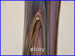 Biot Marcel Saba Grand vase verre soufflé améthyste et irisations H. 33 cm