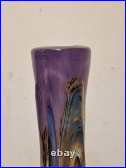 Biot Marcel Saba Grand vase verre soufflé améthyste et irisations H. 33 cm