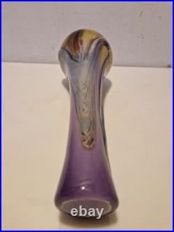 Biot Marcel Saba Grand vase verre soufflé améthyste et irisations H. 33 cm