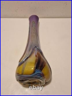 Biot Marcel Saba Grand vase verre soufflé améthyste et irisations H. 33 cm