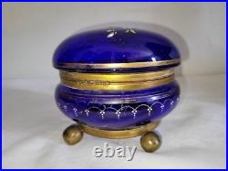 Bonbonnière en verre bleu cobalt soufflé Manufacture de Sèvres