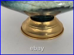 Bonbonnière en verre laqué aux tons verts signé Jean Noël Bouillet XXème