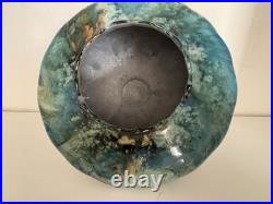 Bonbonnière en verre laqué aux tons verts signé Jean Noël Bouillet XXème