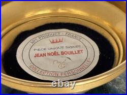 Bonbonnière en verre laqué aux tons verts signé Jean Noël Bouillet XXème