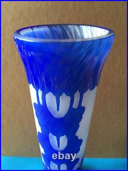 CHARDER Vase Bleu Cornet Pâte de Verre Modèle Myrtilles Charles Schneider