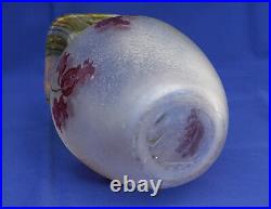 CHOISY-LE-ROI Grand Vase Cristal Gravé Acide et Emaillé Art Nouveau XIXème