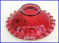 CLICHY Coupe Art-Nouveau Cristal Rose Email Blanc et Or vers 1880/1890