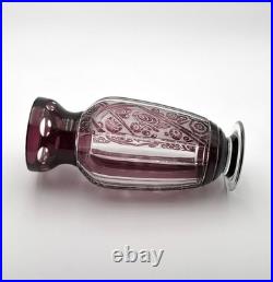CRISTALLERIES DE NANCY ancien vase ART DECO cristal doublé AMETHYSTE signé 26 cm