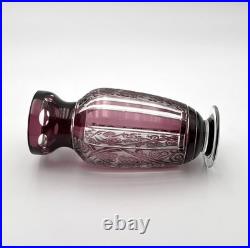 CRISTALLERIES DE NANCY ancien vase ART DECO cristal doublé AMETHYSTE signé 26 cm