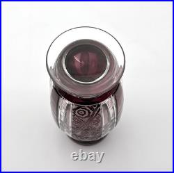 CRISTALLERIES DE NANCY ancien vase ART DECO cristal doublé AMETHYSTE signé 26 cm