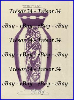 CRISTALLERIES DE NANCY ancien vase ART DECO cristal doublé AMETHYSTE signé 26 cm