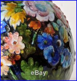 Camille Fauré Enamel Polychrome Flowers Vase Circa 1930
