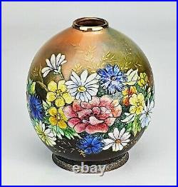 Camille Fauré Limoges Rare Vase Fleurs des Champs Modèle Jack Emaux Art Déco