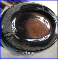 Ceramidi grand vase corolle. Années 50. Noir et jaune brillant