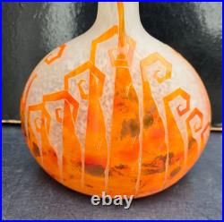 Charder/schneider Vase Berluze Pate De Verre Modele Fougeres 1927 Ht. 36cm