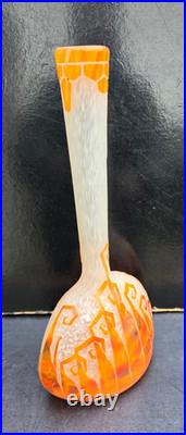 Charder/schneider Vase Berluze Pate De Verre Modele Fougeres 1927 Ht. 36cm