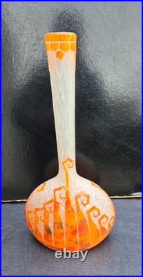 Charder/schneider Vase Berluze Pate De Verre Modele Fougeres 1927 Ht. 36cm
