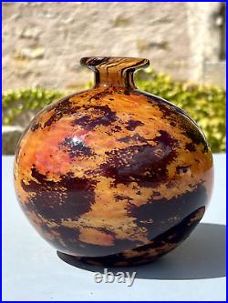 Charles Schneider (1881-1953) Vase boule en verre Marmoréen Signé Art Nouv