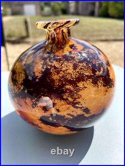 Charles Schneider (1881-1953) Vase boule en verre Marmoréen Signé Art Nouv