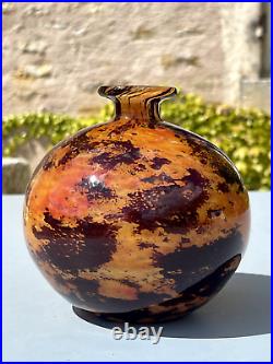 Charles Schneider (1881-1953) Vase boule en verre Marmoréen Signé Art Nouv