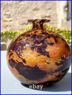 Charles Schneider (1881-1953) Vase boule en verre Marmoréen Signé Art Nouv