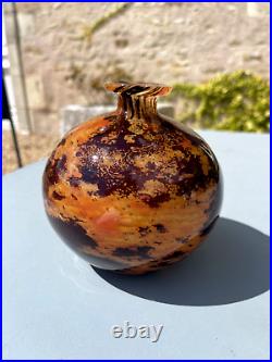 Charles Schneider (1881-1953) Vase boule en verre Marmoréen Signé Art Nouv