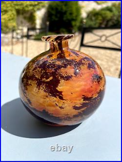 Charles Schneider (1881-1953) Vase boule en verre Marmoréen Signé Art Nouv