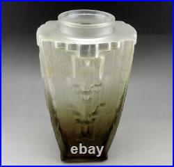 Charles Schneider Important Vase verre fumé Art Déco Vers 1930 signé Schneider