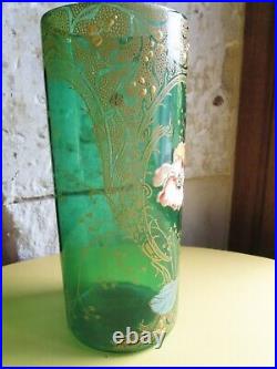 Collection beau vase rouleau Legras Art Nouveau pensées en excellent état