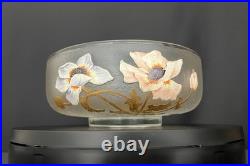 Coupe Art Nouveau en verre givré émaillé Legras, Montjoye Saint-Denis