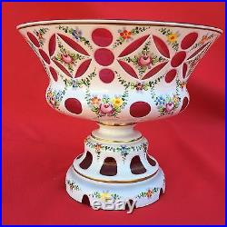 Coupe Vase Overlay D'opaline / Cristal De Boheme / Moser