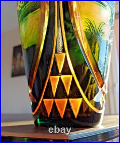 D'Argental vase en cristal multicouche dégagé à l'acide. Paul Nicolas. H29,7cm