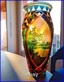 D'Argental vase en cristal multicouche dégagé à l'acide. Paul Nicolas. H29,7cm