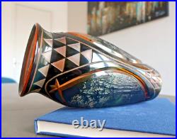 D'Argental vase en cristal multicouche dégagé à l'acide. Paul Nicolas. H29,7cm