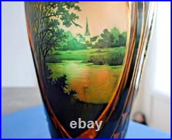 D'Argental vase en cristal multicouche dégagé à l'acide. Paul Nicolas. H29,7cm