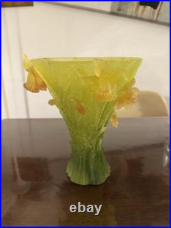 DAUM France Grand Vase jonquilles en pâte de verre