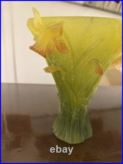 DAUM France Grand Vase jonquilles en pâte de verre