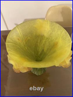 DAUM France Grand Vase jonquilles en pâte de verre