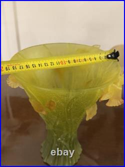 DAUM France Grand Vase jonquilles en pâte de verre