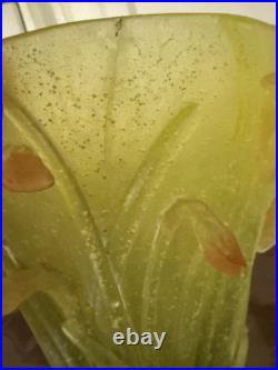 DAUM France Grand Vase jonquilles en pâte de verre