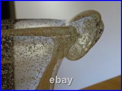 DAUM NANCY ANCIEN BEAU VASE CRISTAL SOUFFLER BOUCHE DECOR BULLES largeur 22,5 cm