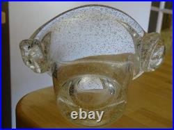 DAUM NANCY ANCIEN BEAU VASE CRISTAL SOUFFLER BOUCHE DECOR BULLES largeur 22,5 cm