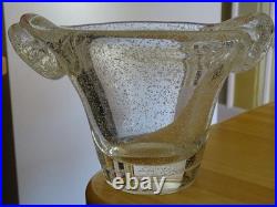 DAUM NANCY ANCIEN BEAU VASE CRISTAL SOUFFLER BOUCHE DECOR BULLES largeur 22,5 cm