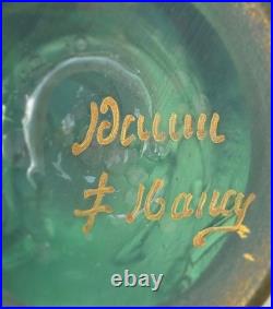 DAUM NANCY FRANCE Set of 3 SUPERB Art Nouveau Glass Vases Emerald Orange c1890