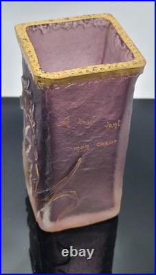 DAUM NANCY (France) Art Nouveau Vase Parlant''A tout vent mon coeur'', c. 1890