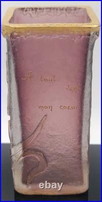 DAUM NANCY (France) Art Nouveau Vase Parlant''A tout vent mon coeur'', c. 1890