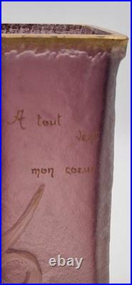 DAUM NANCY (France) Art Nouveau Vase Parlant''A tout vent mon coeur'', c. 1890